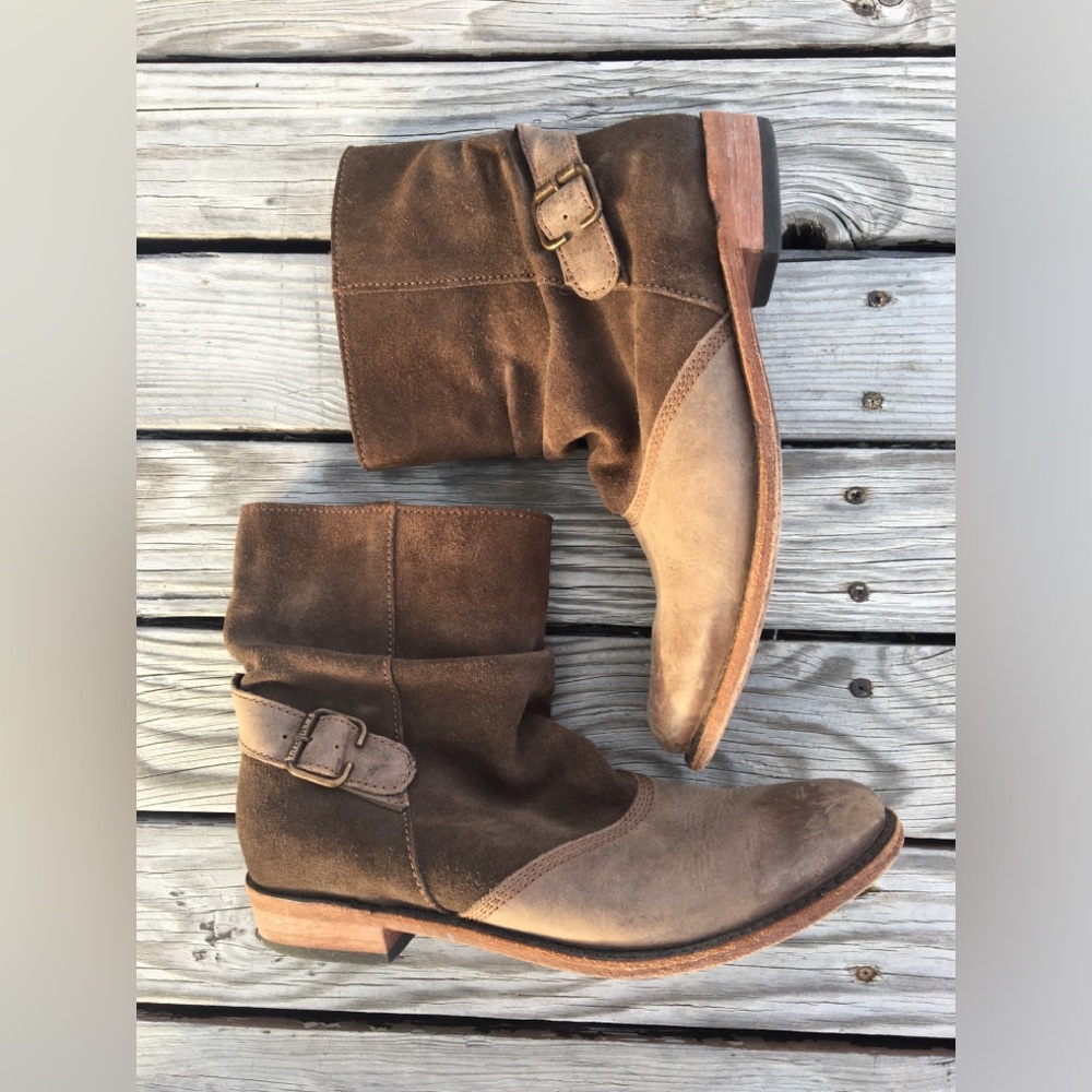 Liberty Black brown suede Booties ankle boots Distressed Leather size 9 woman’s